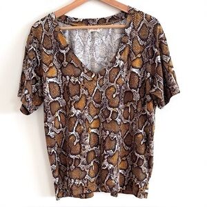 Nation LTD python snake print V-neck t-shirt top size medium